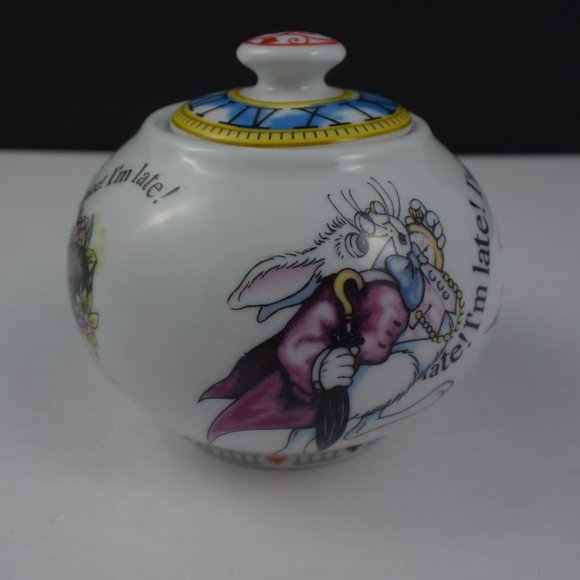 RARE FIND! Ceramic Alice in Wonderland Sugar Bowl w Lid Designed by Paul Cardew - Picture 2 of 11